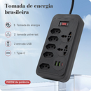Extensão Coibeu de Tomada Preto de Energia USB e Plugues com 2 Metros