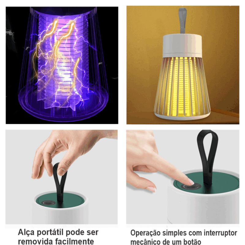 Lâmpada Elétrica de Led Mata Mosquitos Recarregável - Frete Grátis