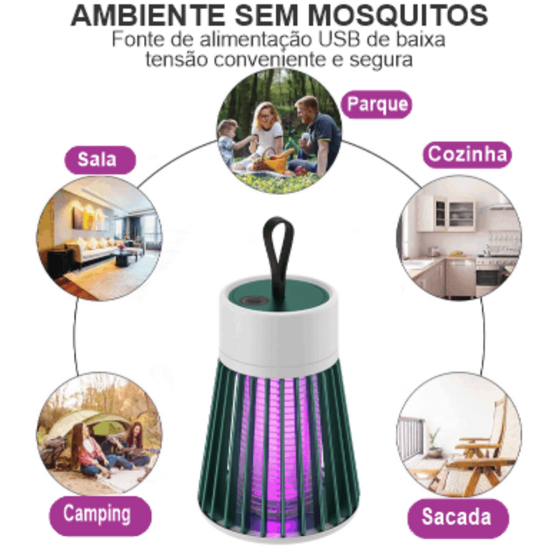 Lâmpada Elétrica de Led Mata Mosquitos Recarregável - Frete Grátis