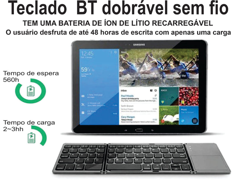 Teclado Para Celular/Mac/Windows/Tablets dobrável com Bluetooth - Frete Grátis Todo Brasil