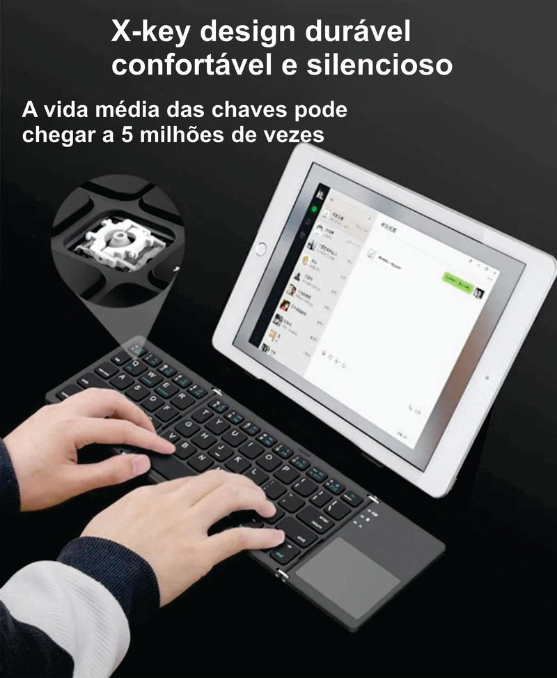 Teclado Para Celular/Mac/Windows/Tablets dobrável com Bluetooth - Frete Grátis Todo Brasil