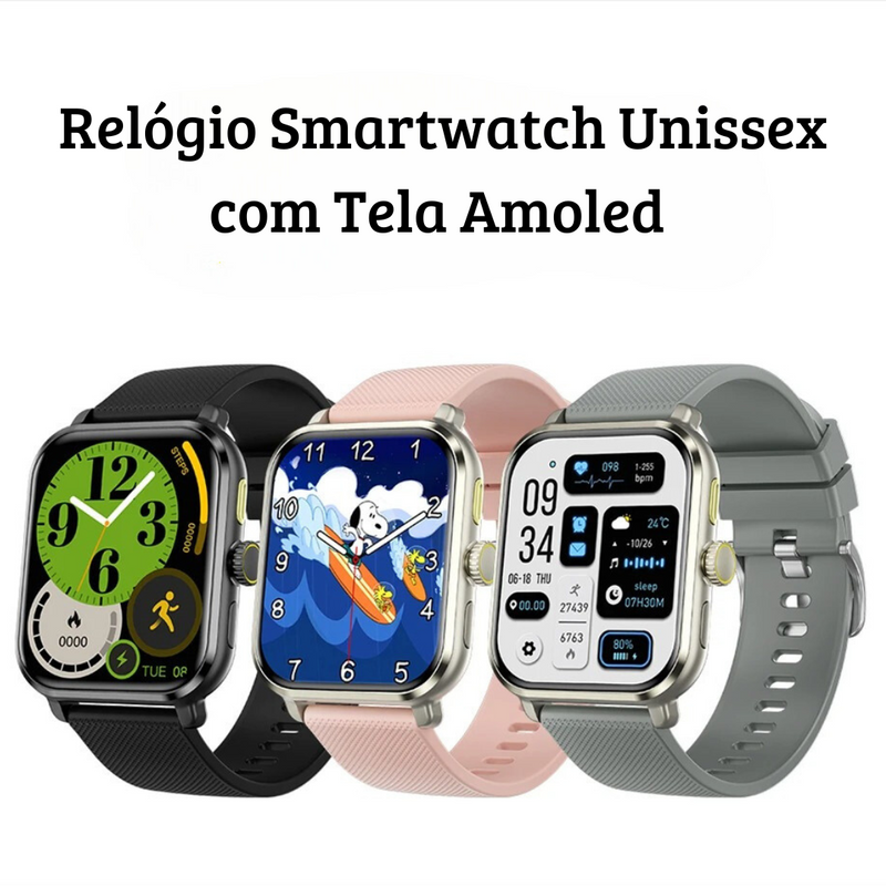 Relógio Smartwatch Unissex com Tela Amoled - Frete Grátis