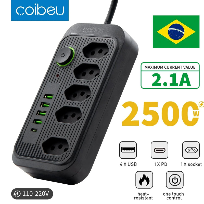 Extensão  Coibeu de Tomada Elétrica e USB com 2 metros