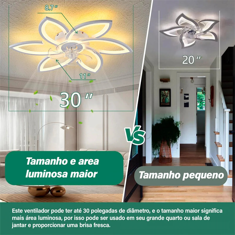 Ventilador de Teto com Controle Remoto e Luminária LED