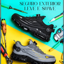 Sapato de Segurança Masculino com Botão Rotativo Antiderrapante e Antiperfuração-campcenter-calçados