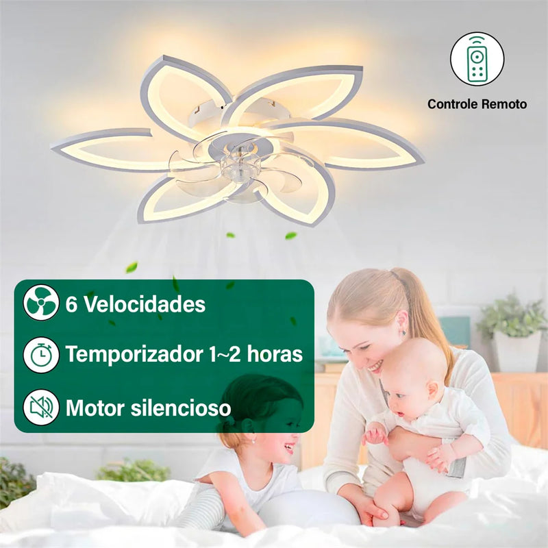 Ventilador de Teto com Controle Remoto e Luminária LED