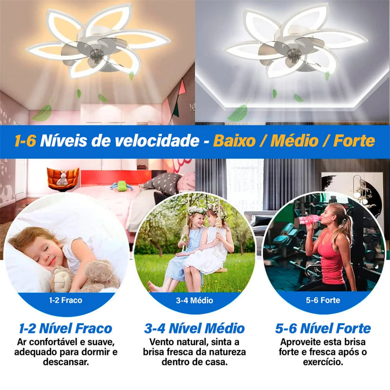 Ventilador de Teto com Controle Remoto e Luminária LED