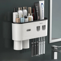 Suporte de Parede para Escova de Dentes com Espremedor de Creme Dental Automático- Campcenter-banheiro